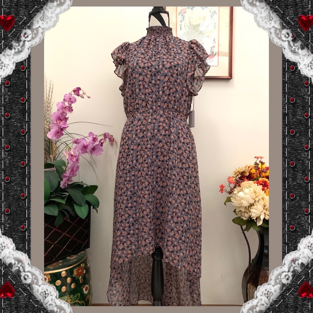 1. State Florals Ruffles Sleeve Hi-Low Dress